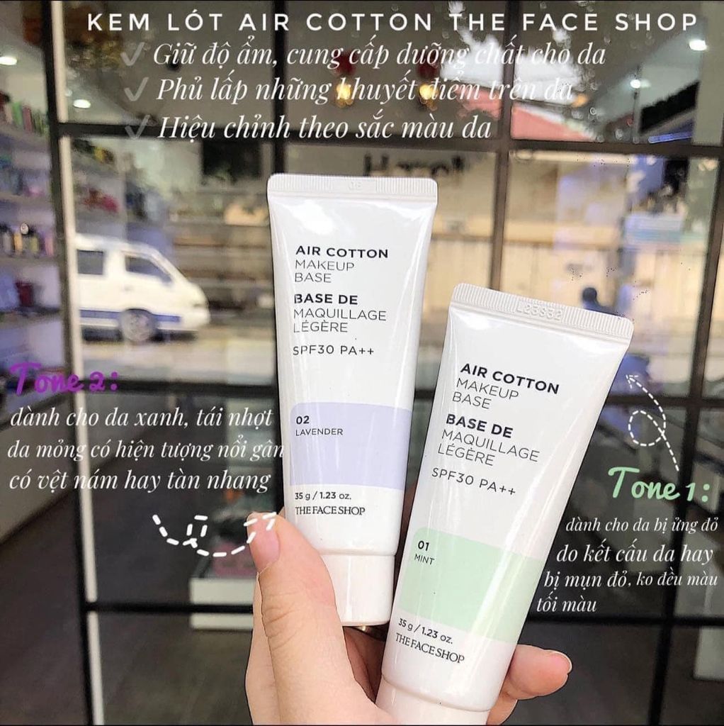 Kem Lót The Face Shop Air Cotton Makeup Base #02 Lavender