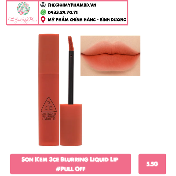 3CE - Son Kem Blurring Liquid Lip #Pull Off (Ko tđ)