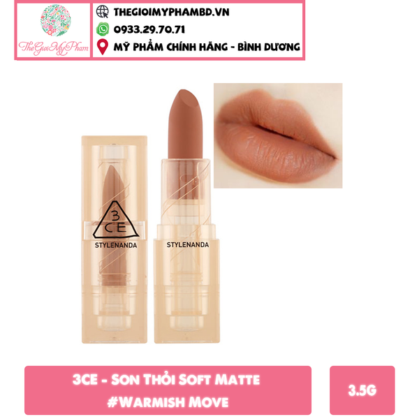 3CE - Son Thỏi Soft Matte #Warmish Move