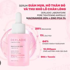 Serum Derladie Niacinamide 20% Giảm Mụn, Mờ Thâm Đỏ 30ml