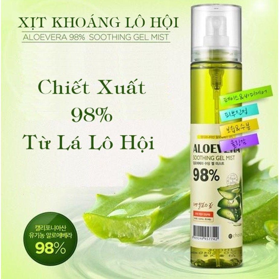 Xịt khoáng Lô Hội Aloevera 98% Soothing Gel 118ml ( Dạng Chai Vòi )