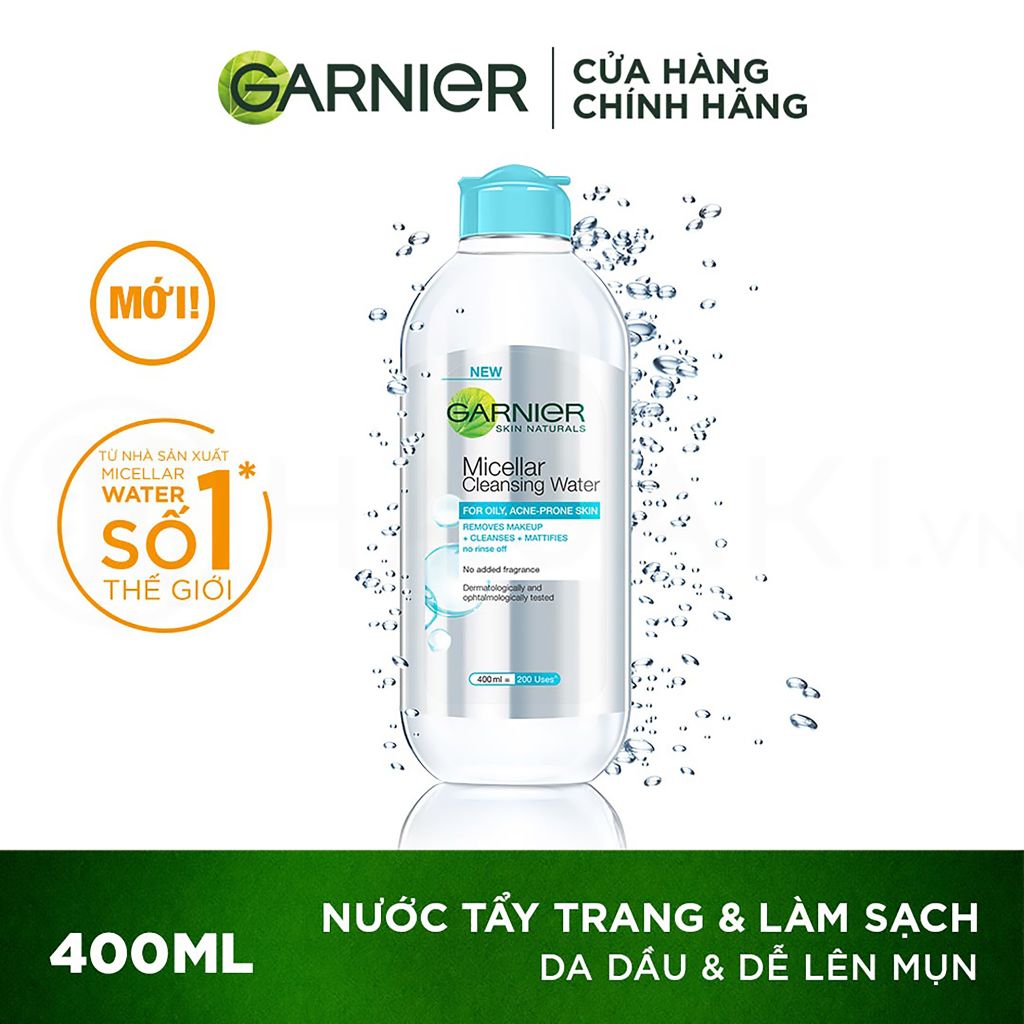 Nước Tẩy Trang Garnier Dành Cho Da Dầu Và Mụn 400ml (Mẫu Cũ - Nắp Trắng)