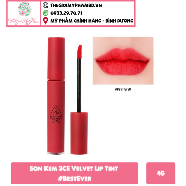 Son 3CE Velvet Lip Tint #BestEver ( Ko Tđ)