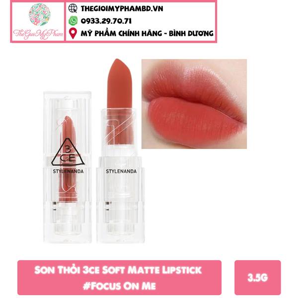 3CE - Soft Matte Lipstick #Focus On Me (Ko tđ)