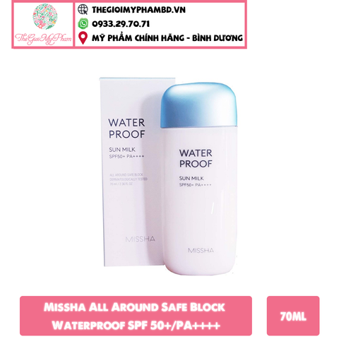 Missha - KCN Water Proof Sun Milk 70ml (Xanh)