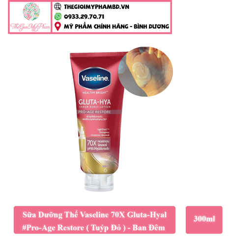 Sữa Dưỡng Thể Vaseline 70X Gluta-Hyal 300ml #Pro-Age Restore ( Tuýp Đỏ )