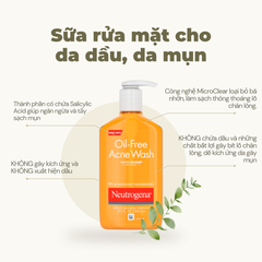 Sữa Rửa Mặt Dạng Gel Neutrogena Oil-Free Acne Wash 269ml