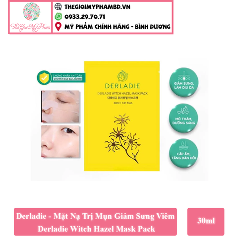 Derladie - Mặt Nạ Trị Mụn Giảm Sưng Viêm Derladie Witch Hazel Mask Pack