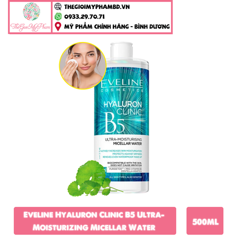 Nước Tẩy Trang Eveline Hyaluron Clinic B5 Ultra-Moisturizing Micellar Water 500ml