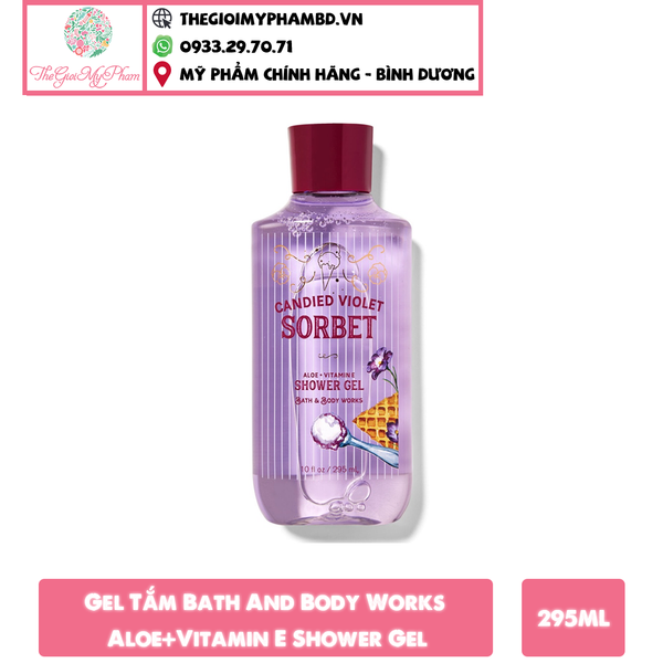 Gel Tắm Bath And Body Works Aloe+Vitamin E Shower Gel (295ml) #Candied Violet Sorbet