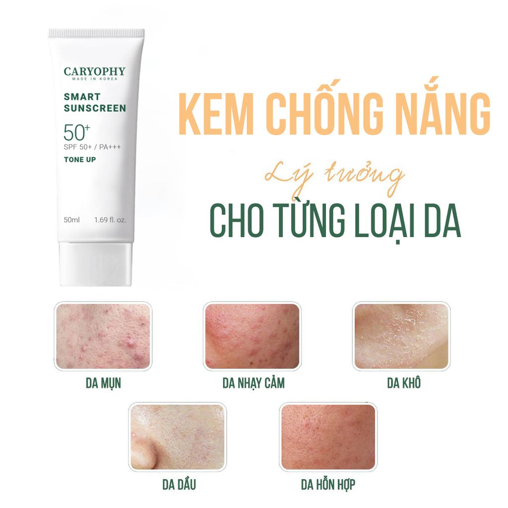 Kem Chống Nắng Caryophy Smart Sunscreen Tone Up SPF50+ PA+++ 50ml