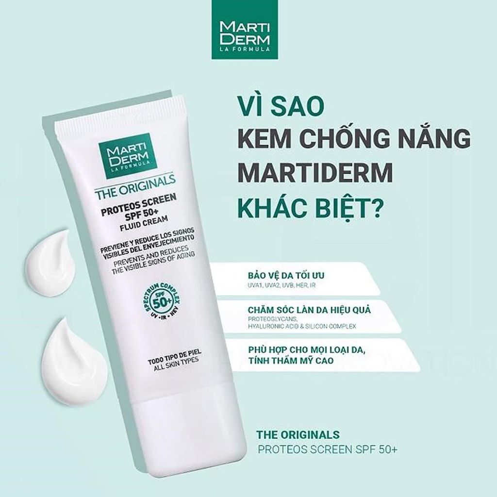 Kem Chống Nắng MARTIDERM Proteos Screen SPF 50+ Fluid 40ml