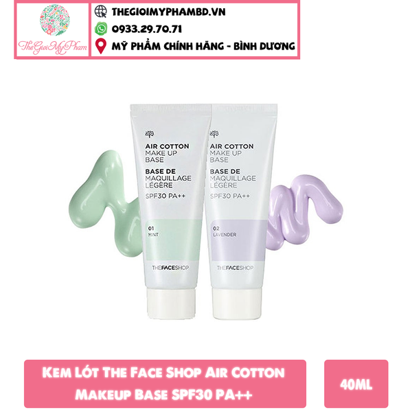 Kem Lót The Face Shop Air Cotton Makeup Base #01 Mint