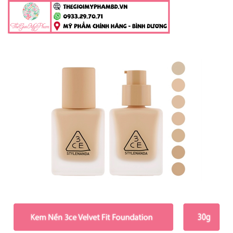 Kem Nền 3ce Velvet Fit Foundation 30g #Fair - Da sáng và tự nhiên