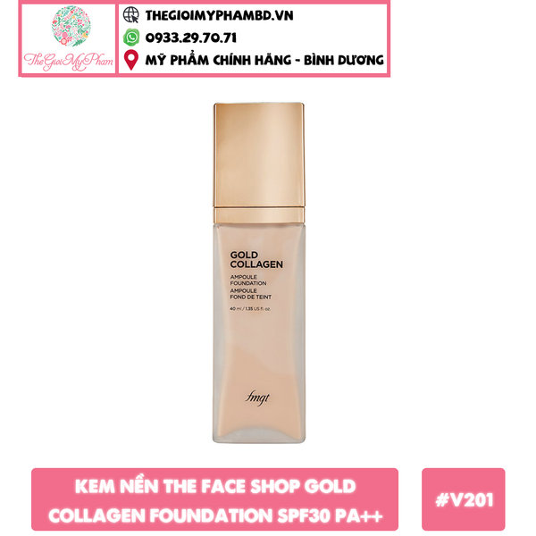 [Mẫu Mới] Kem Nền TheFaceShop Gold Collagen Ampoule Foundation SPF30 PA++ 40ml #V201 - Dành cho da sáng