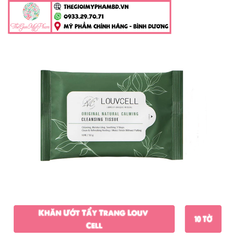 Khăn Ướt Tẩy Trang Tác Động Kép Louv Cell Original Natural Calming Cleansing Tissue 10 Tờ