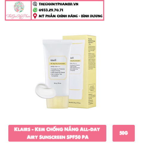 Klairs - Kem Chống Nắng All-day Airy Sunscreen SPF50+ PA++++ 50g