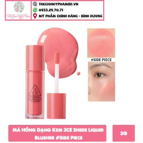 Má Hồng Dạng Kem 3CE Sheer Liquid Blusher #Side Piece