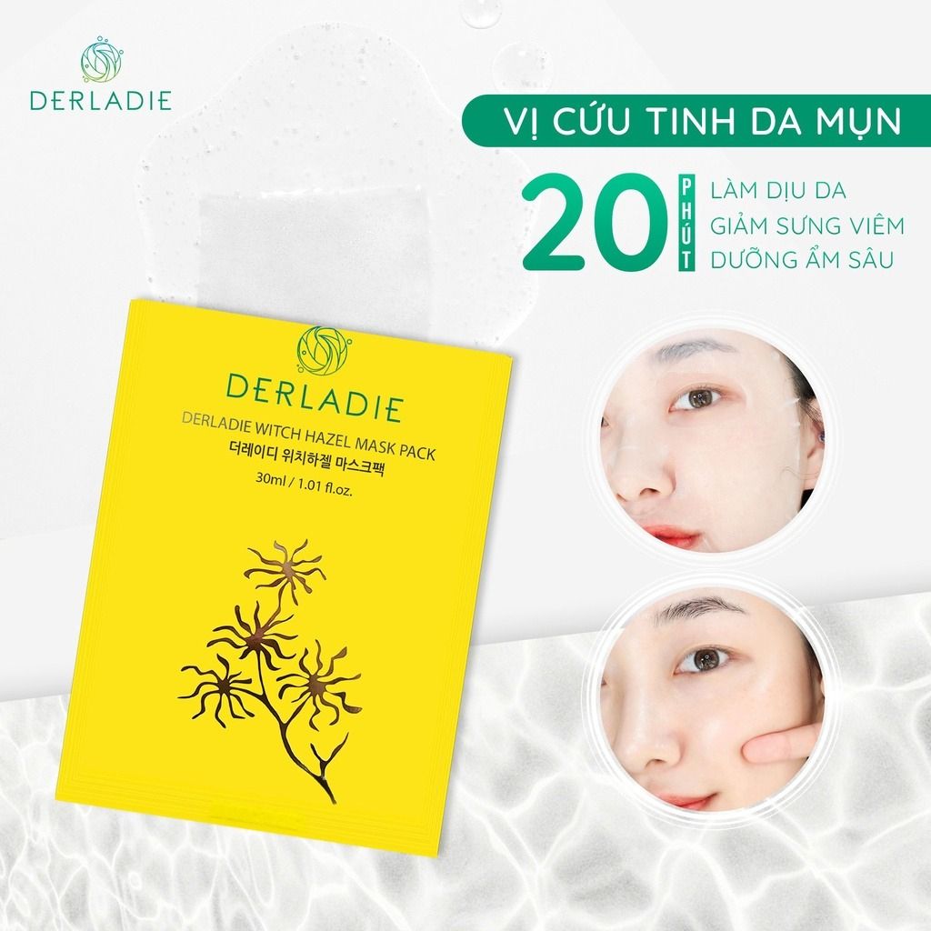 Derladie - Mặt Nạ Trị Mụn Giảm Sưng Viêm Derladie Witch Hazel Mask Pack