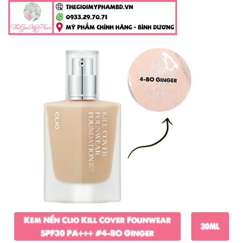 Kem Nền Clio Kill Cover Founwear Foundation SPF30 PA+++ 38g #4-BO Ginger - Da Trung Bình