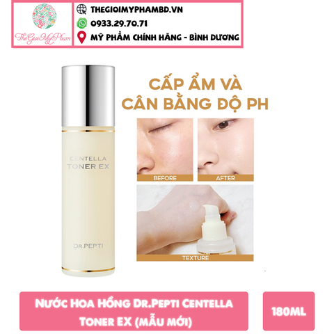 Nước Hoa Hồng Rau Má Làm Dịu Dưỡng Sáng Da Dr.Pepti+ Centella Toner EX 180ml