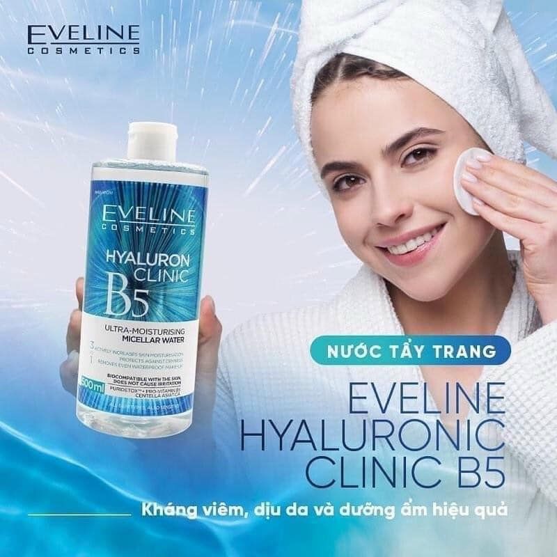 Nước Tẩy Trang Eveline Hyaluron Clinic B5 Ultra-Moisturizing Micellar Water #100ml