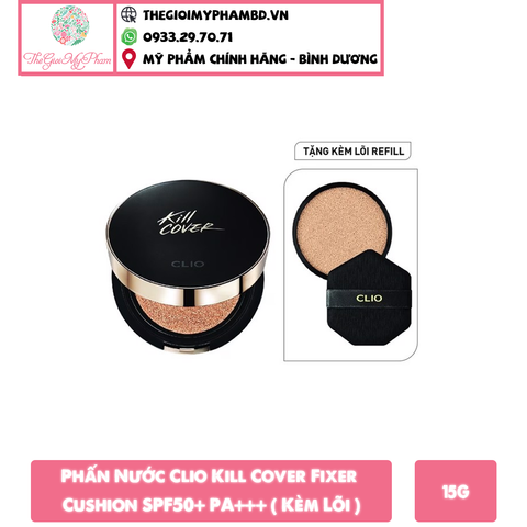 Phấn Nước Clio Kill Cover Fixer Cushion SPF50+ PA+++ 15g #3-BY Linen (Kèm Lõi) - Da trung bình sáng