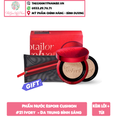 [Kèm Lõi+Túi] Phấn Nước Espoir Pro Tailor Be Velvet Cover Cushion SPF34 PA++#21 Ivory  - Da trung bình sáng