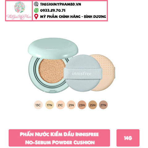 Phấn Nước Kiềm Dầu, Che Phủ Cao Innisfree No-Sebum Powder Cushion SPF35PA++ 14g #23N - Da tối màu