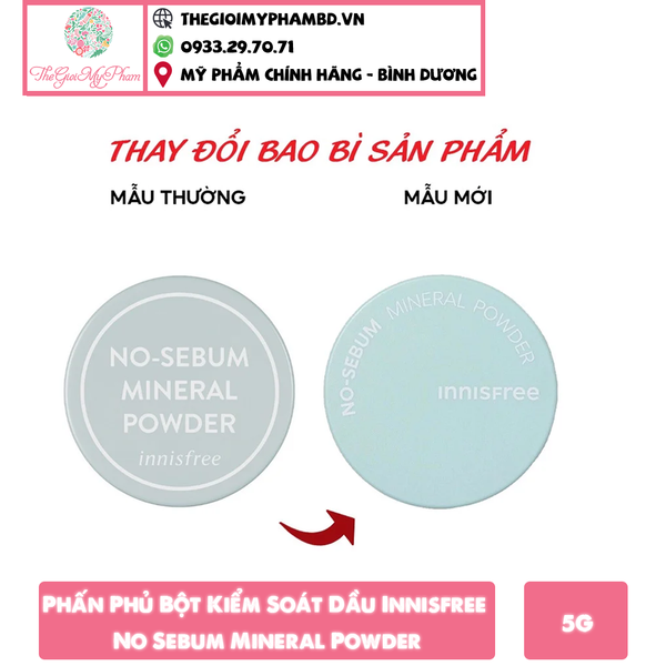 Phấn Phủ Bột Kiềm Dầu Innisfree No Sebum Mineral Powder 5g