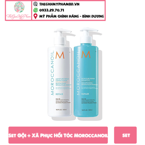 Set Gội + Xã Phục Hồi Tóc Moroccanoil 500ml (Ko Tđ) - Tặng kèm Lược