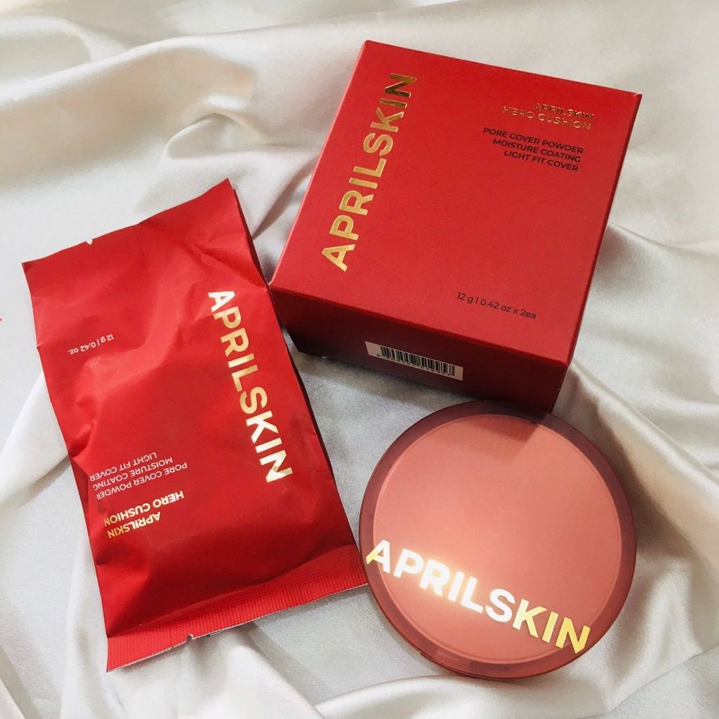 Phấn Nước Aprilskin Hero Cushion SPF50+/PA++++ 12g Hộp Đỏ #22 Pink Beige (Kèm lõi) - Da sáng hoặc trung bình tông lạnh