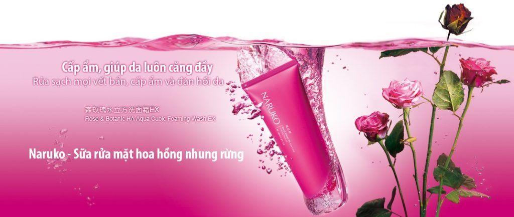 Sữa Rửa Mặt Hoa Hồng Nhung Naruko Rose & Botanic HA Aqua Cubic Foaming Wash EX 120ml