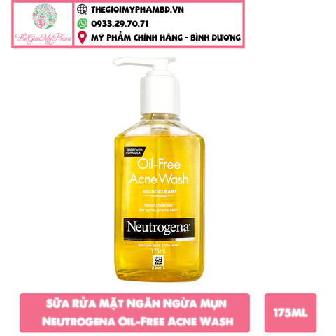 Sữa Rửa Mặt Neutrogena Ngăn Ngừa Mụn Oil Free Acne Wash 175ml