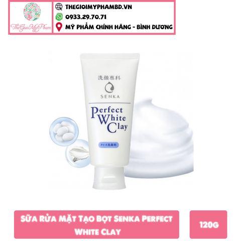 Sữa Rửa Mặt Tạo Bọt Senka Perfect White Clay 120g - Tuýp trắng