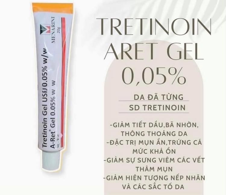 Tretinoin Gel USP A-ret 0.05% Hỗ Trợ Giảm Mụn, Mờ Thâm 20g