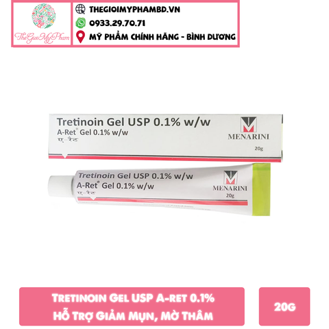 Tretinoin Gel USP A-ret 0.1% Hỗ Trợ Giảm Mụn, Mờ Thâm 20g