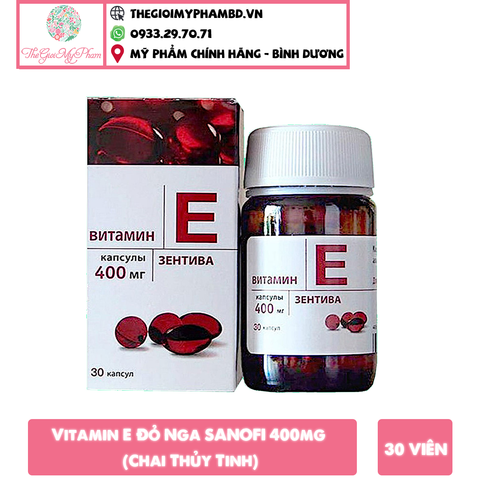 Vitamin E Đỏ Nga SANOFI 400mg (Chai Thủy Tinh)