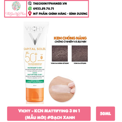 Vichy - KCN Mattifying 3 in 1 50ml (Mẫu mới) #Gạch Xanh