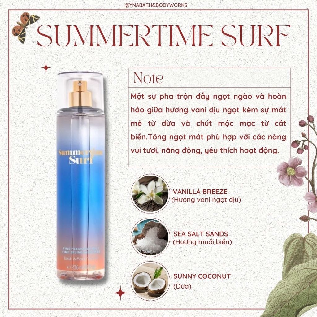 Xịt Thơm Bath and Body Works Fine Fragrance Mist 236ml #Summertime Surf