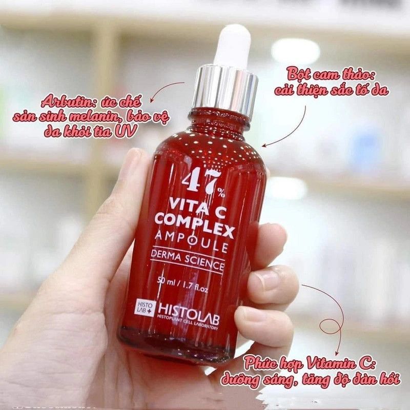 Tinh Chất Dưỡng Trắng Mờ Thâm Nám Histolab 47 Vita C Complex Ampoule Derma Science 50ml