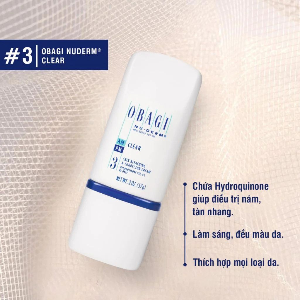 [KTD] Kem Dưỡng Trị Nám Trắng Da Obagi Nuderm Clear AM PM3 57g