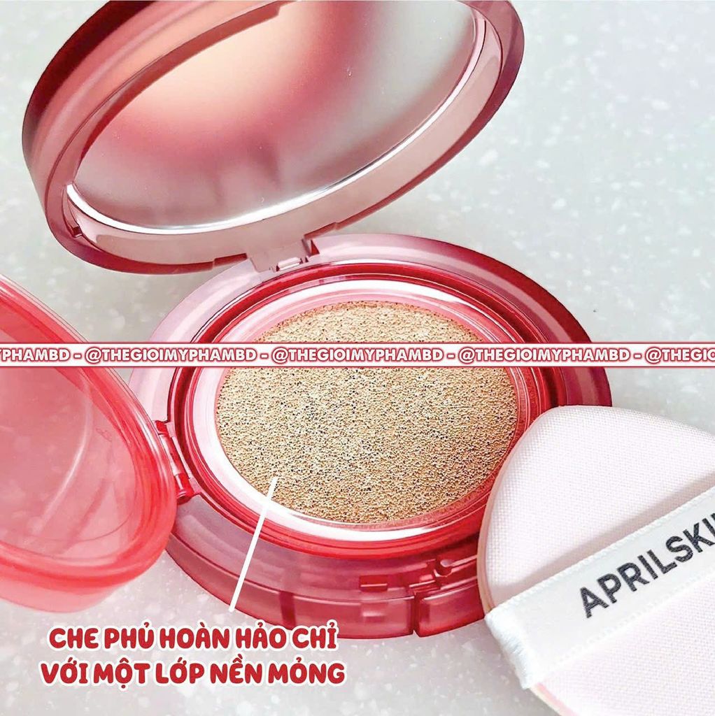 Phấn Nước Aprilskin Hero Cushion SPF50+/PA++++ 12g Hộp Đỏ #22 Pink Beige (Kèm lõi) - Da sáng hoặc trung bình tông lạnh