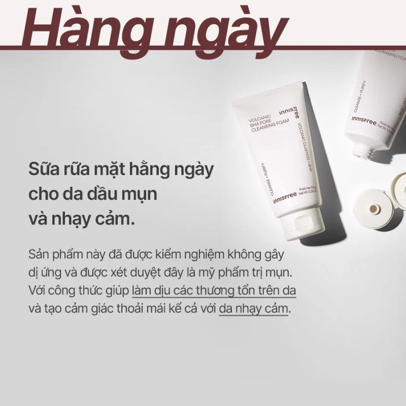 Sữa Rửa Mặt innisfree Kiểm Soát Nhờn Tro Núi Lửa & BHA 150g (Mới 2023)