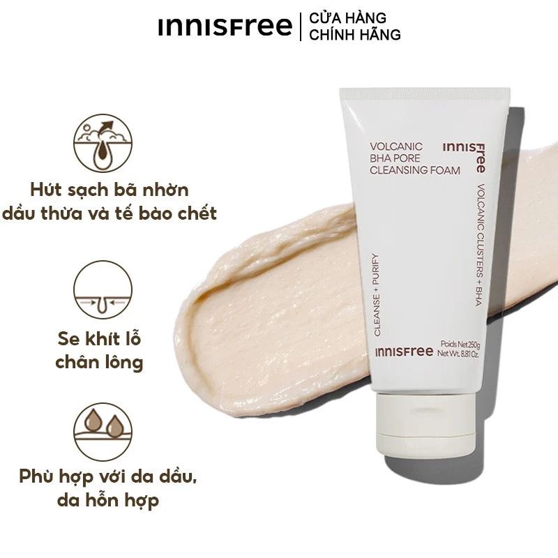 Sữa Rửa Mặt innisfree Kiểm Soát Nhờn Tro Núi Lửa & BHA 150g (Mới 2023)