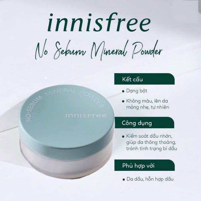 Phấn Phủ Bột Kiềm Dầu Innisfree No Sebum Mineral Powder 5g