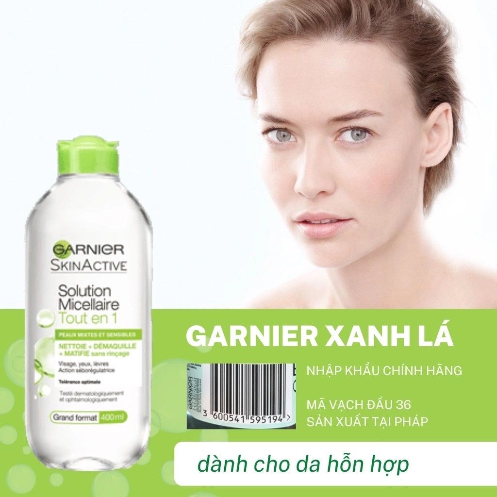 Garnier - Tẩy Trang 400ml #Xanh Lá