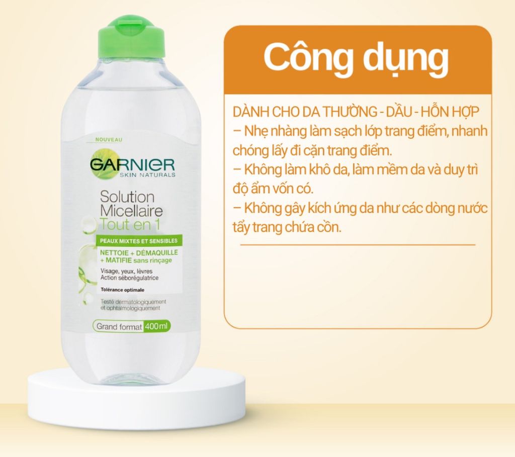 Garnier - Tẩy Trang 400ml #Xanh Lá