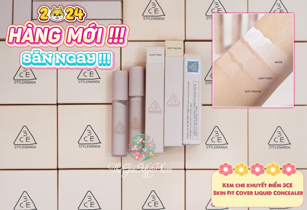 Kem Che Khuyết Điểm 3CE Skin Fit Cover Liquid Concealer #Soft