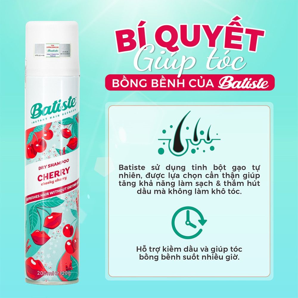 Dầu Gội Khô Batiste 200ml #Cherry